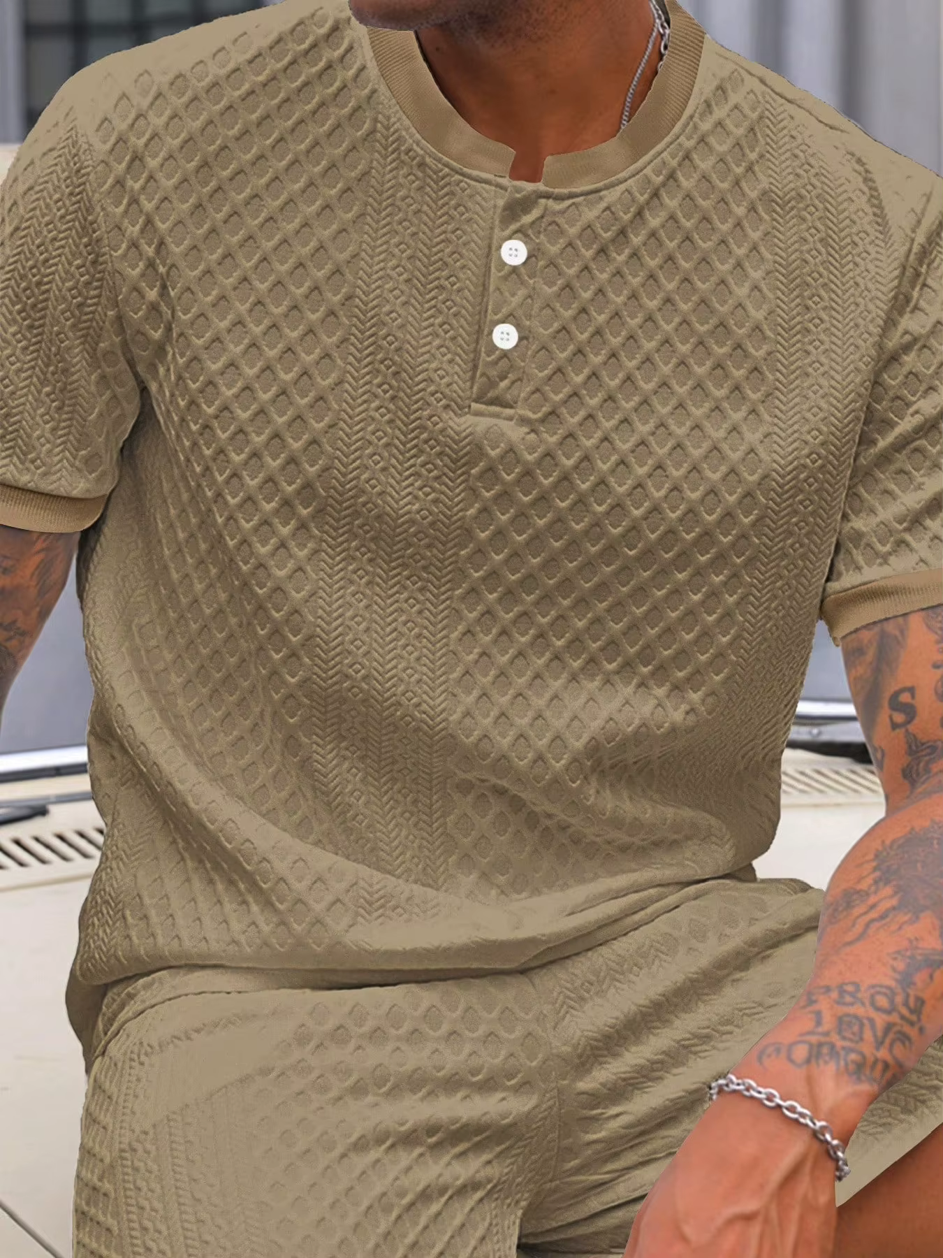 Polo décontracté pour homme, doux et confortable, couleur unie et design simple, imprimé ajouré ital