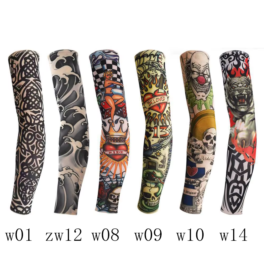 6 manchons de tatouage élastiques pour bras entier, pour hommes et femmes, motif réaliste de crâne H