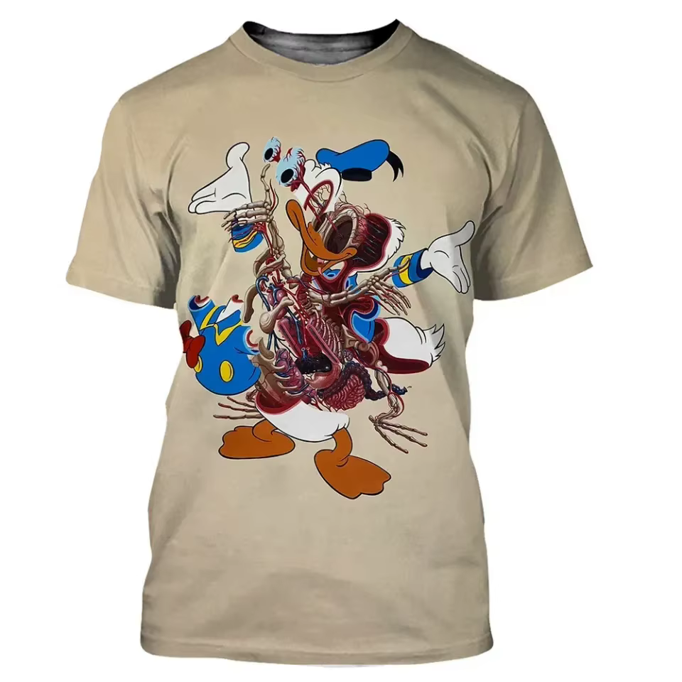 T-shirt imprimé 3D Donald Duck pour hommes et femmes, haut de jogging de dessin animé, pour loisirs 
