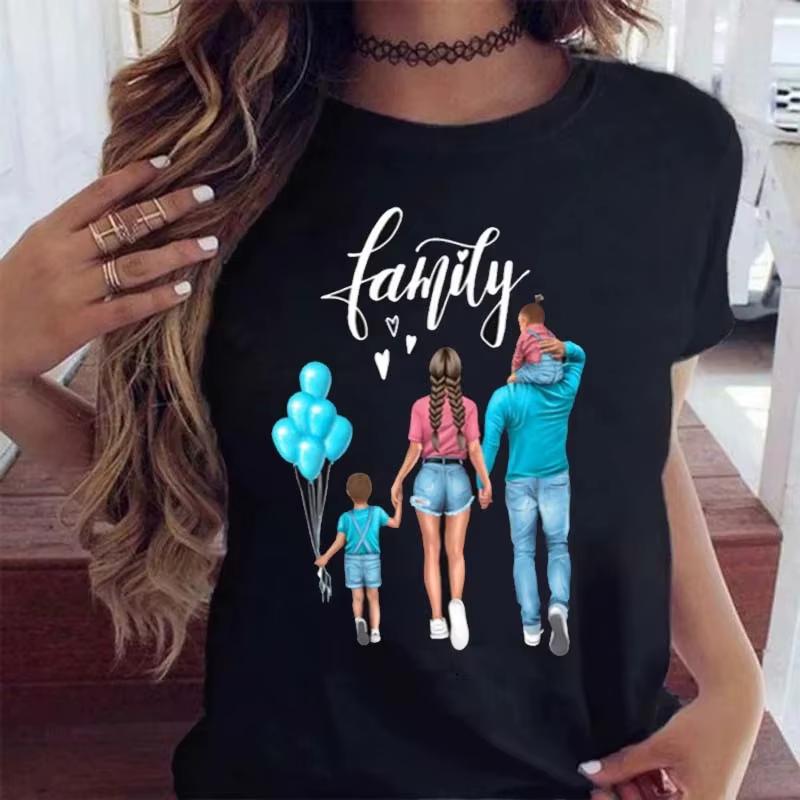 Maycaur femmes dessin animé maman mère garçon fille imprimer mère dame T-shirts haut décontracté T-S