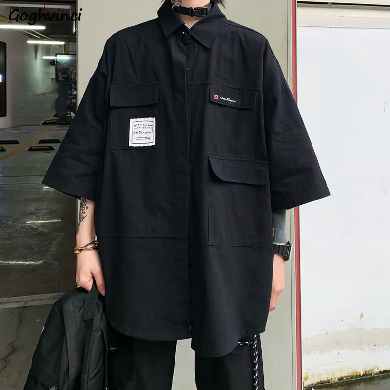 Chemises noires à manches courtes pour femmes, Streetwear Hip-Hop, Cool, Décontracté, Coréen, Chic,