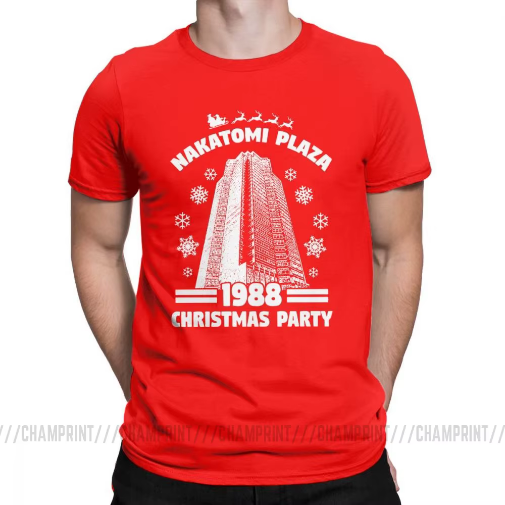 T-Shirt col rond homme, humoristique et résistant, en coton, taille 4XL et 5XL, Nakatomi Plaza, fête