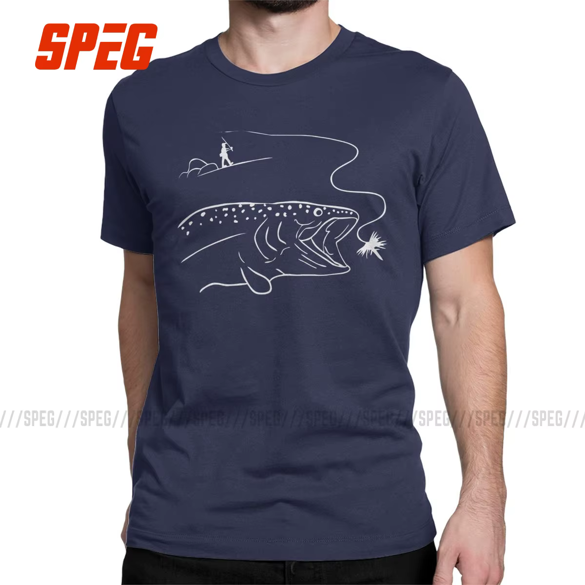 T-shirt manches courtes pour homme, en coton, pour pêche à la mouche, truite et amoureux de la monta