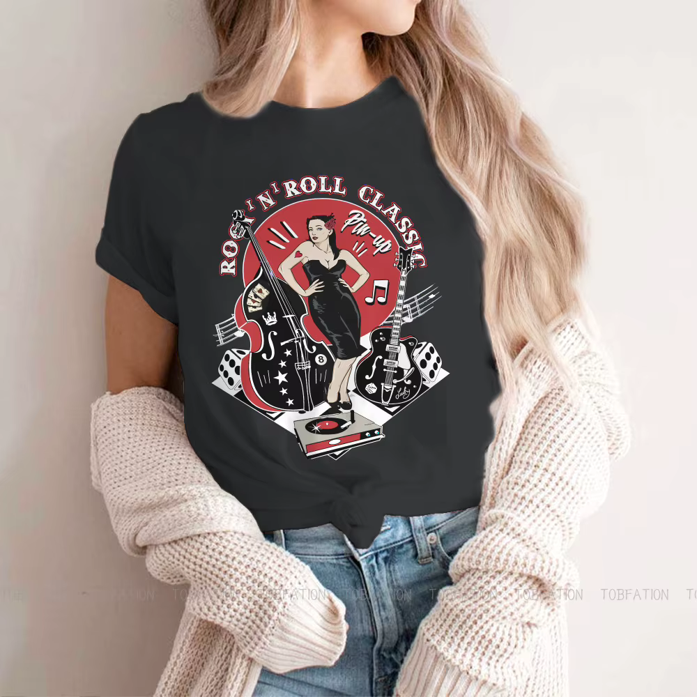Rockabilly Vintage Rock Roll musique chaussette Hop femmes t-shirt Pin Up fille modèle filles t-shir