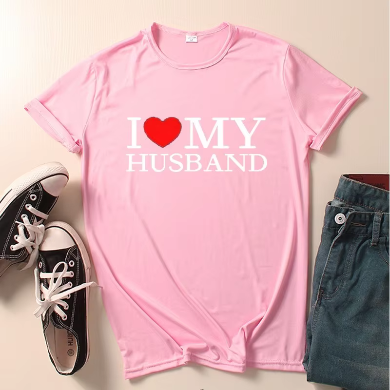 T-shirt col rond pour couple, estival et décontracté, à la mode, avec impression du roi, de la reine