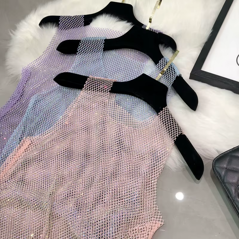 Débardeur brillant avec perles en cristal, camisole d'estampage, diamant évidé, sexy, club de fête