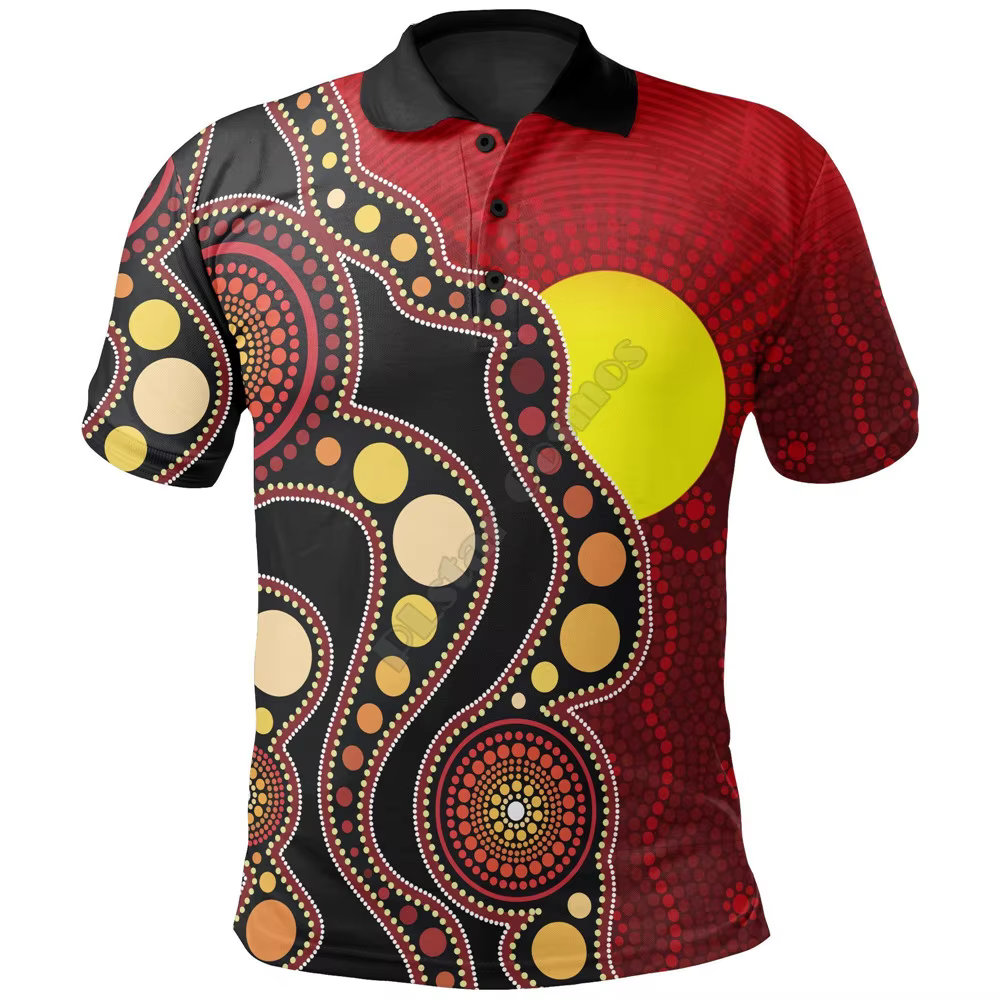 Polo manches courtes homme et femme, estival, violet, tortue, lézard, soleil, imprimé en 3D, semaine
