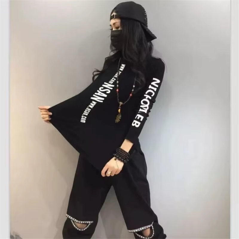 T-shirt à col mi-haut élastique pour Femme, haut chaud avec lettres imprimées, Streetwear, automne h