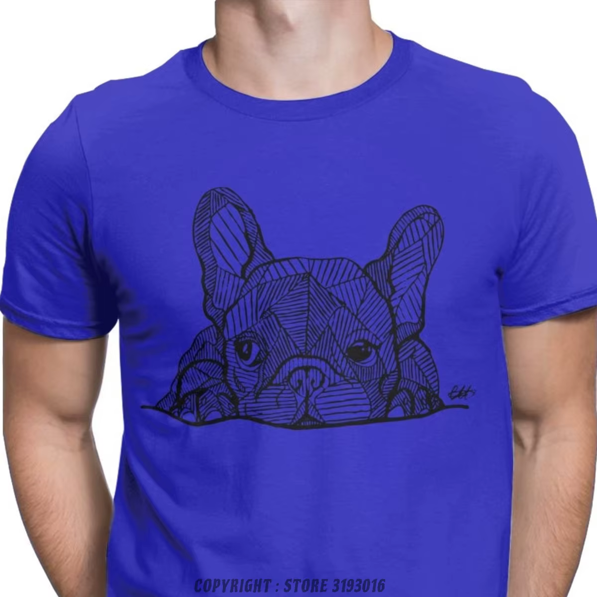 T-shirt vintage à col rond pour homme, bouledogue français, chiot, chien mignon, animal de compagnie