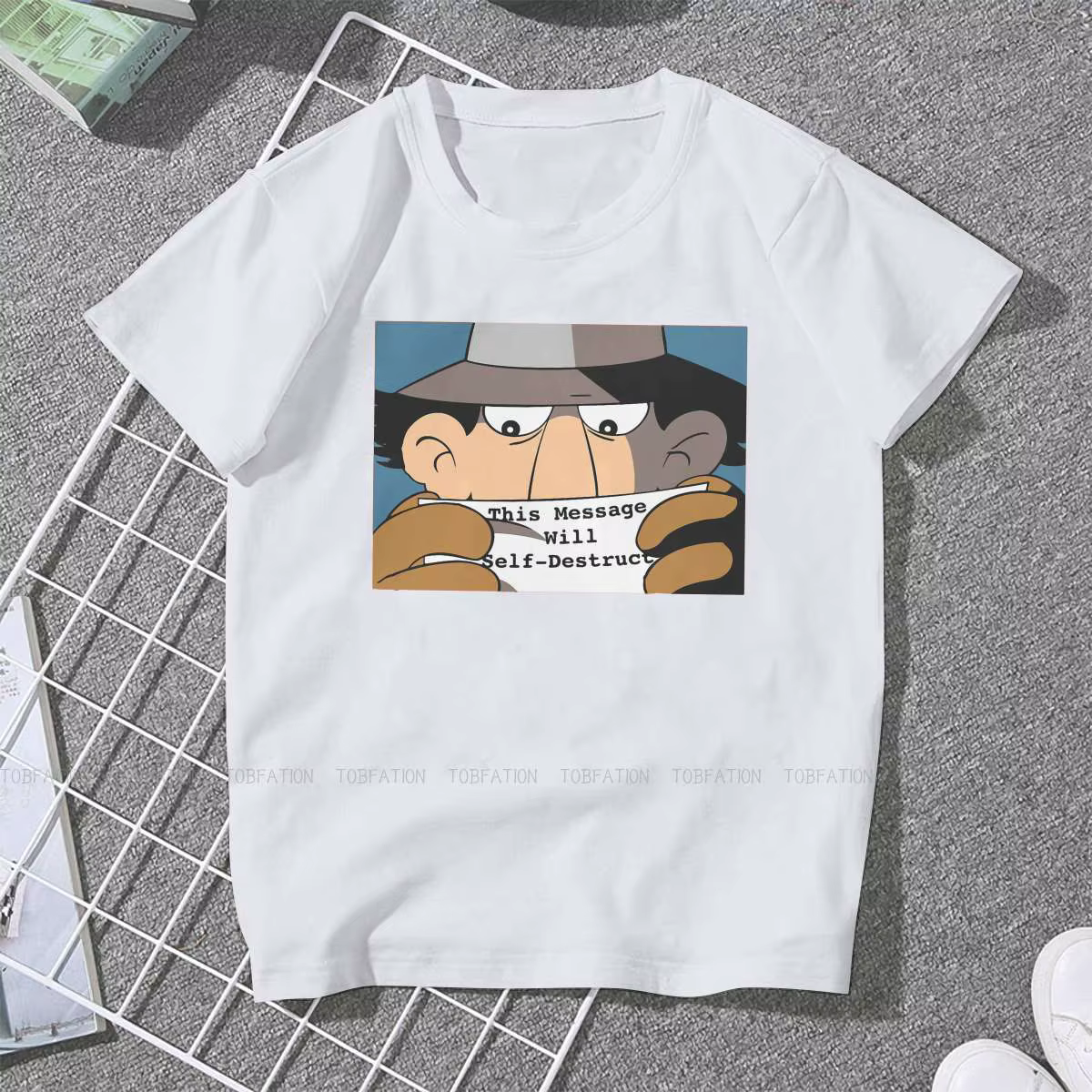 Wowzers Self DeBuckle T Message T-shirt pour femme, Inspector Gadget, détectée y Brain, Dr Claw, TV