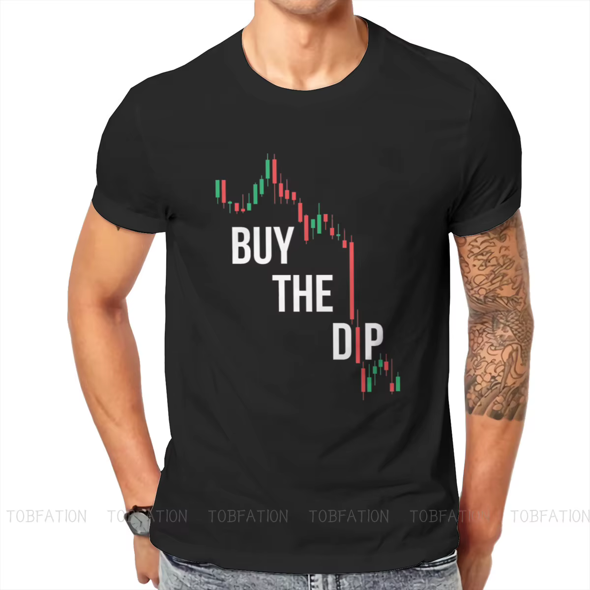T-shirt col rond pour hommes, Streetwear, Vintage, graphique oversize, Buy the Dip BTFD, Bitcoin, Me