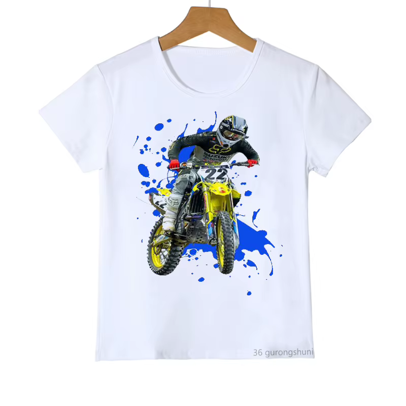 Nouveaux garçons T-Shirts drôle Super Motocross graphique impression adolescent t-shirt été enfants 