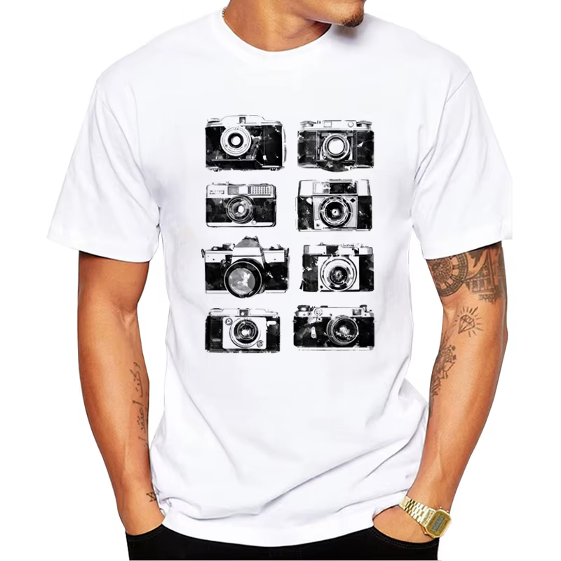 TEEHUB Hipster Photo caméras Collection hommes T-Shirt mode rétro caméras imprimé t-shirts à manches