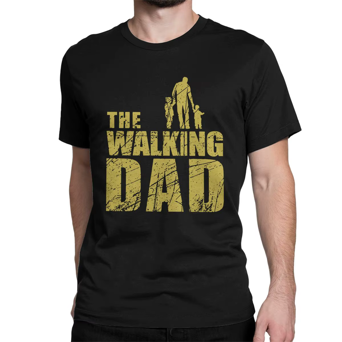 T-shirt manches courtes col ras du cou pour homme, estival et en coton, The Walking Dad Dead, Zombie