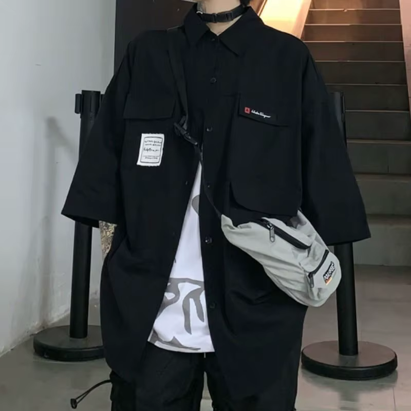Chemises noires à manches courtes pour femmes, Streetwear Hip-Hop, Cool, Décontracté, Coréen, Chic,