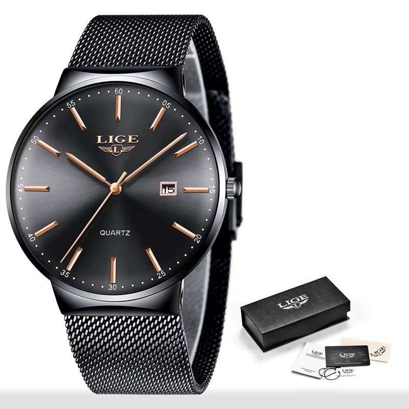 LIGE 2025 nouvelles montres pour hommes haut de gamme marque homme mode bleu Quartz montre-bracelet 