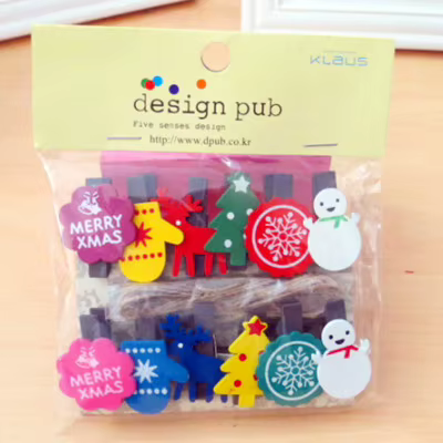 Piquets de vêtements en bois, série de noël, pour Photo, carte postale, pinces à papier, épingle à l