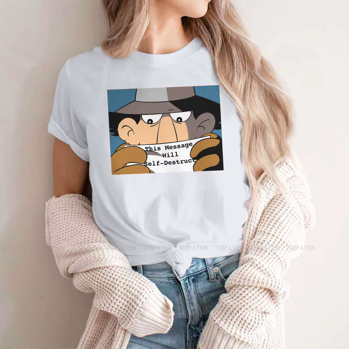 Wowzers Self DeBuckle T Message T-shirt pour femme, Inspector Gadget, détectée y Brain, Dr Claw, TV