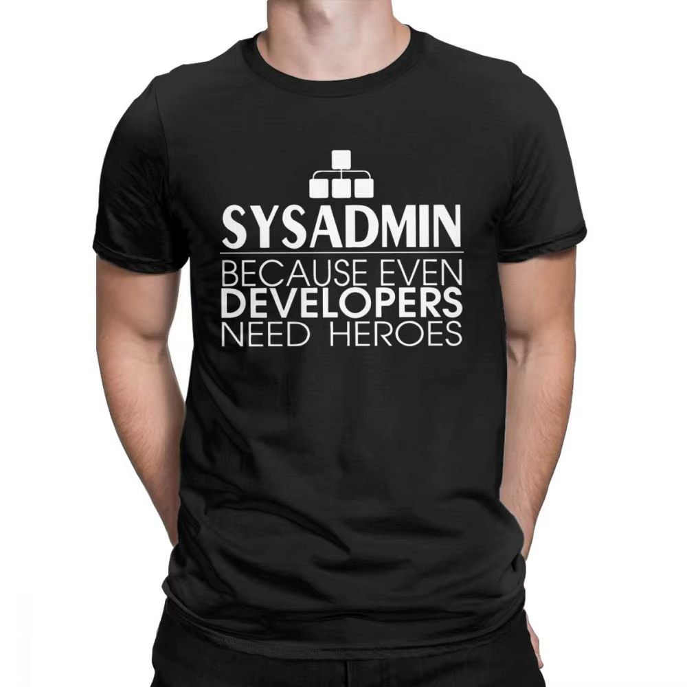 T-shirt en coton pour hommes, reconnaissance des amener Sysadmin, Linux, Debian UbunarySecurities, v