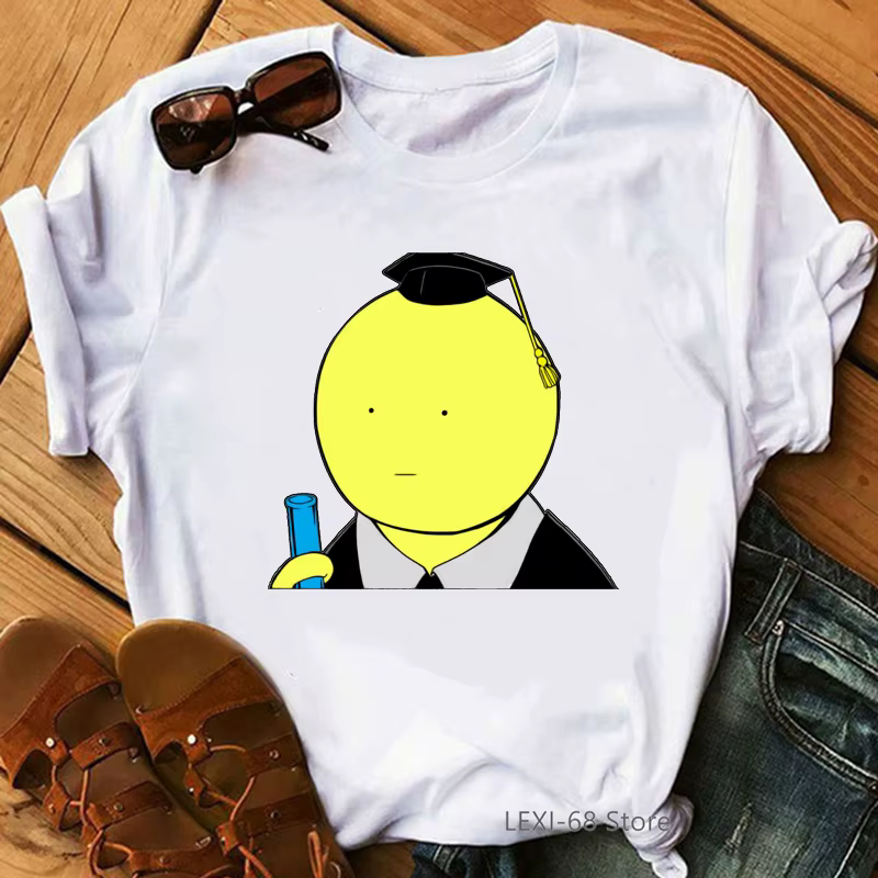 T-shirt graphique humoristique pour femme, imprimé lettre, Koro Sensei Bruh Face, aujourd'hui je sui
