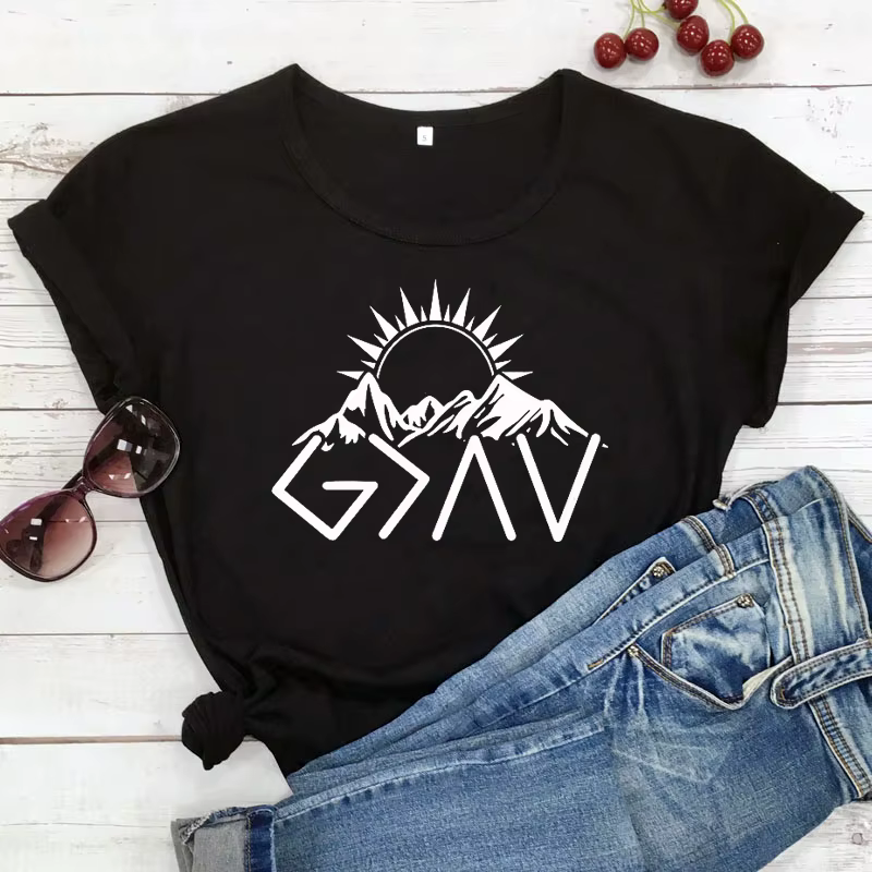 T-shirt religieux unisexe, décontracté et à la mode, avec image de dieu est plus grand que les aigus