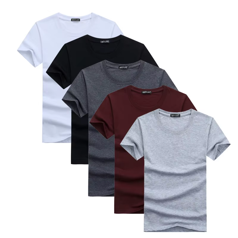 T-shirt décontracté à manches courtes pour hommes, T-shirt en coton monochrome, Vêtements d'été, Hau