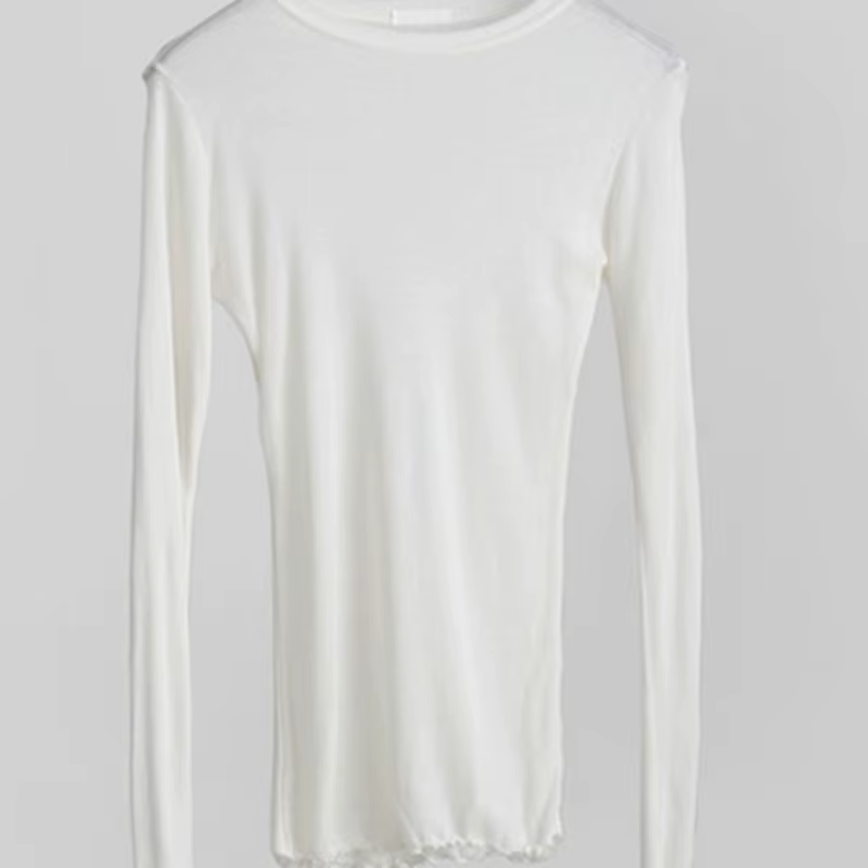 T-shirt uni à manches longues pour femmes, de haute qualité, élastique, basique, décontracté, Sexy, 