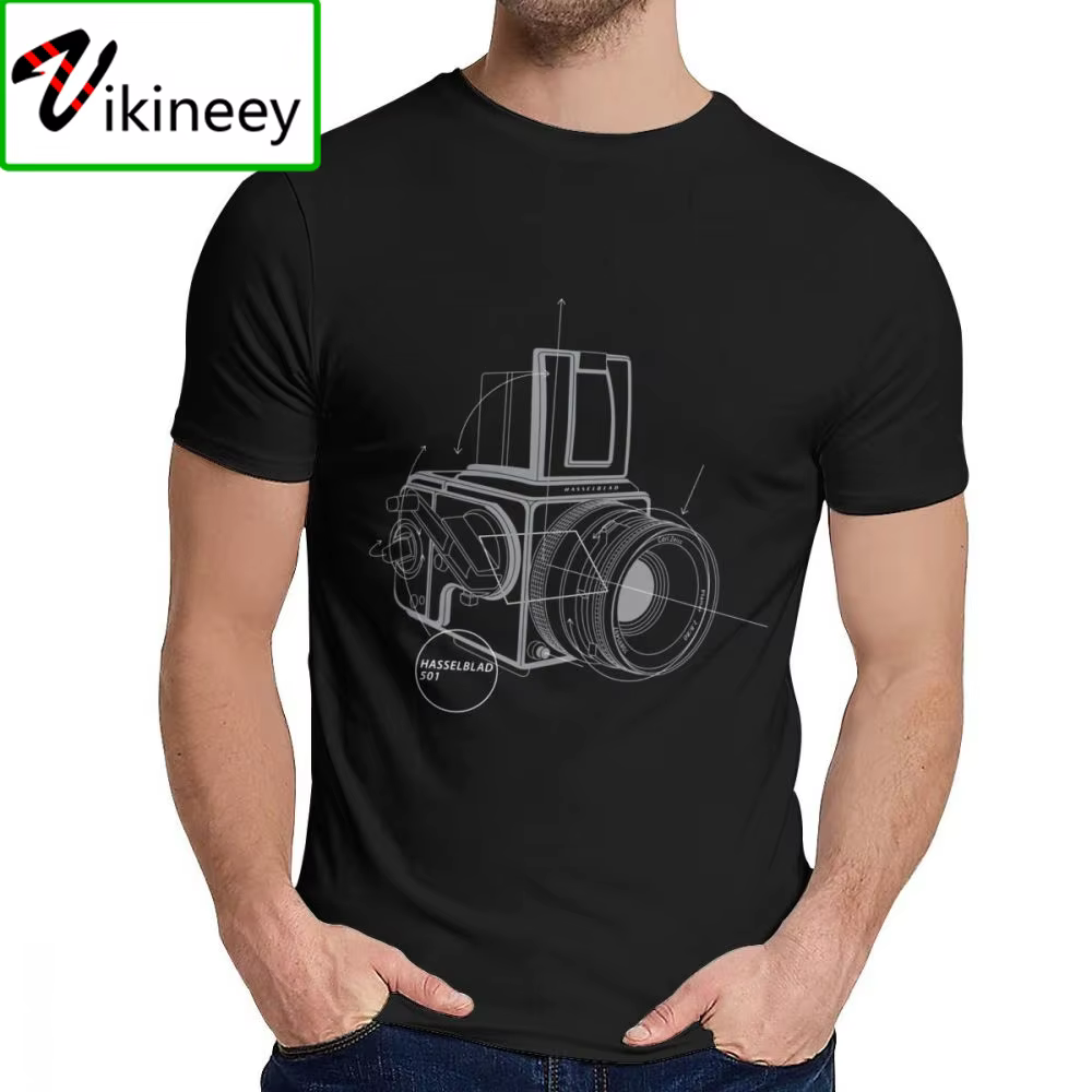 T-shirt à col rond pour homme, grand appareil photo vintage Hasselblad, nouveau design d'objets