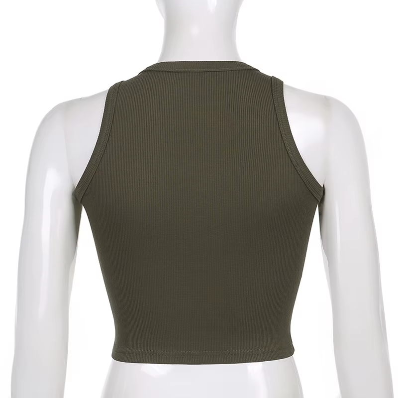 Débardeur court imprimé y2k, sans manches, col rond, Corset, basique, pour femme, été