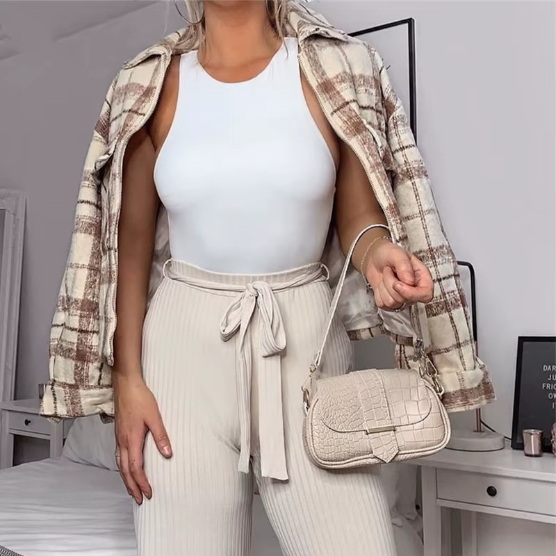 Vêtements sans bretelles à col rond pour femmes, costume de batterie sexy, streetwear monochrome, co