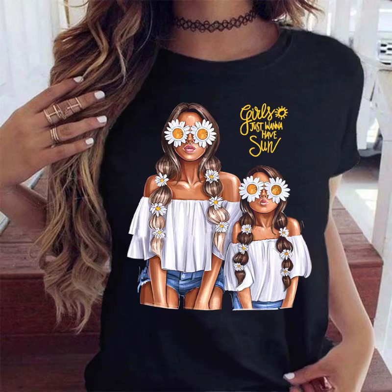 Maycaur femmes dessin animé maman mère garçon fille imprimer mère dame T-shirts haut décontracté T-S