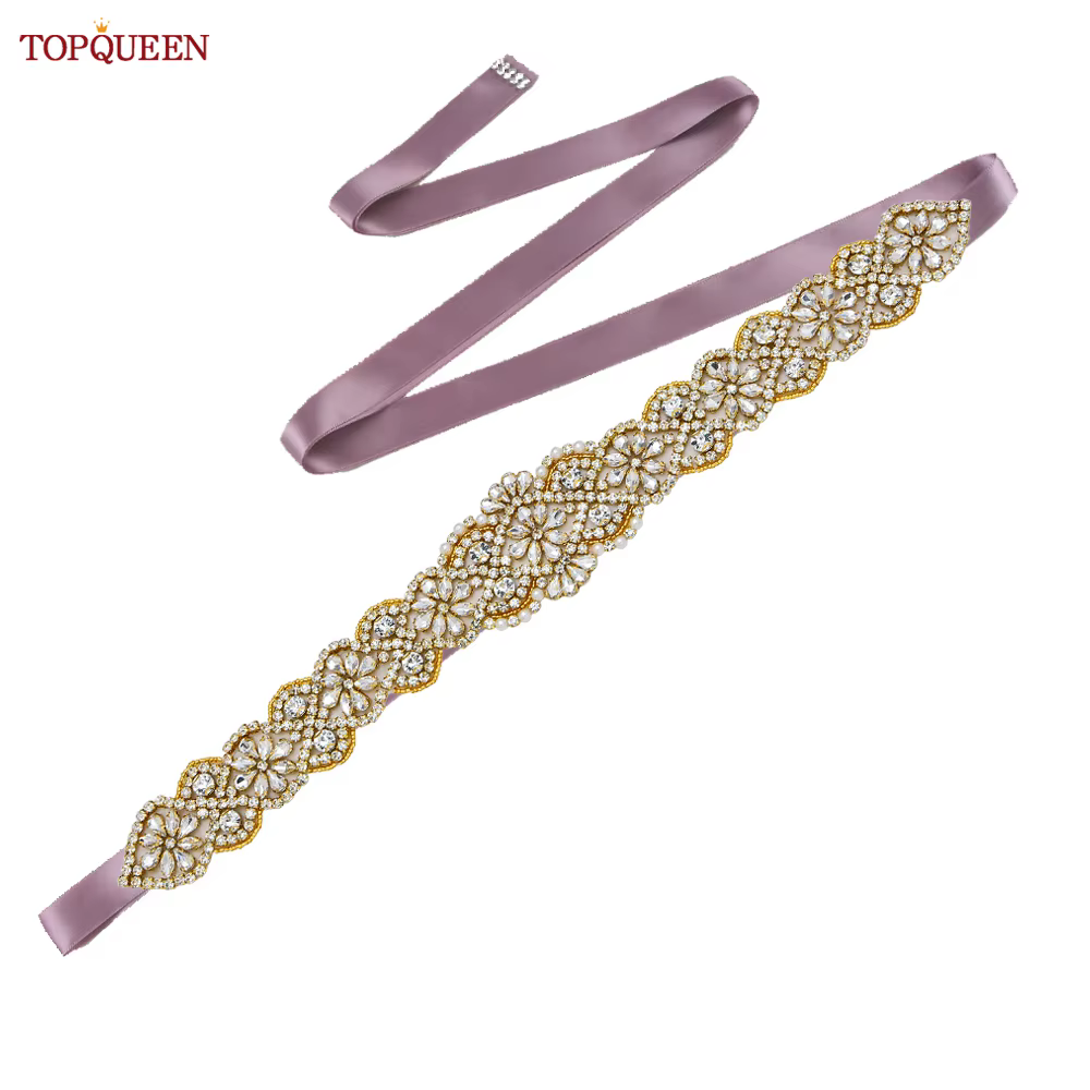 TOPCLS EEN robe de mariée ceinture de luxe cristal doré femmes Saree large biscuits Applique pour so