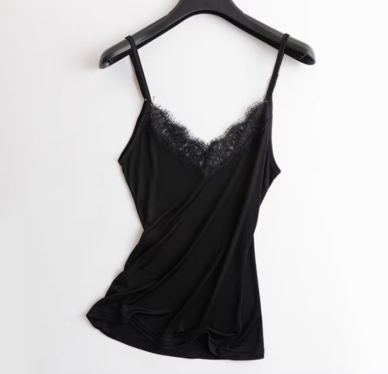 Soie debardeur femme dentelle femmes sous vetement satin débardeur gilet haut sexy top bustier croqu