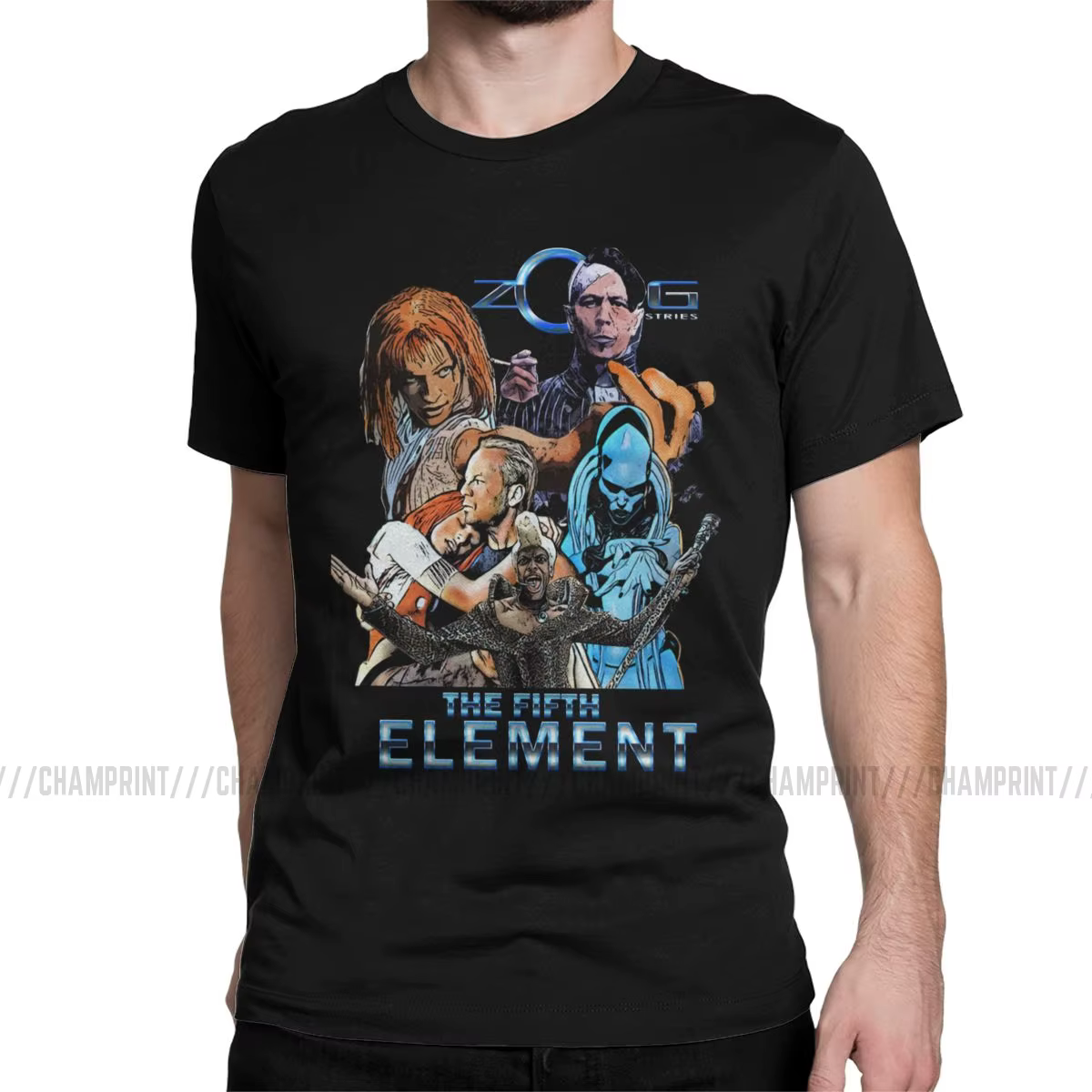 T-Shirt manches courtes col rond homme, estival et décontracté, en coton, avec le film de science fi