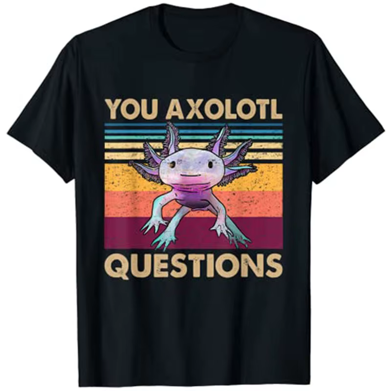 Rétro 90s Axolotl Drôle Vous Axolotl Questions T-Shirt Mignon T-shirts pour Les Enfants et Les Adult