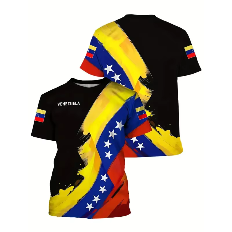 Nouveau à Venezuela drapeau T-shirt hommes mode 3d imprimé T-shirt rue surdimensionné décontracté ha