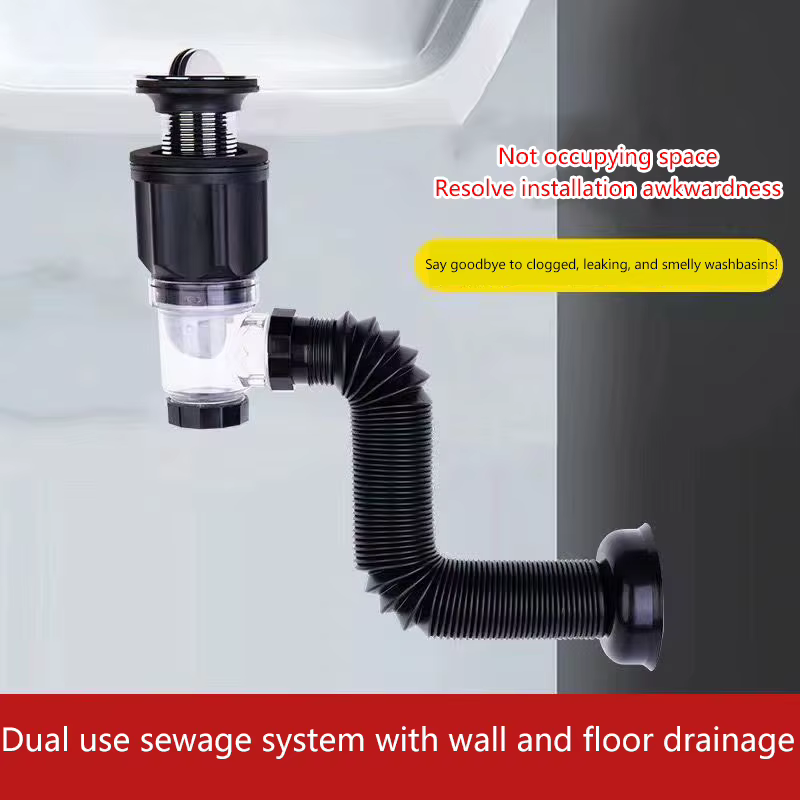 Kit de vidange anti-odeur à clapet pour évier de cuisine, filtre désodorisant rétractable, tuyau de 