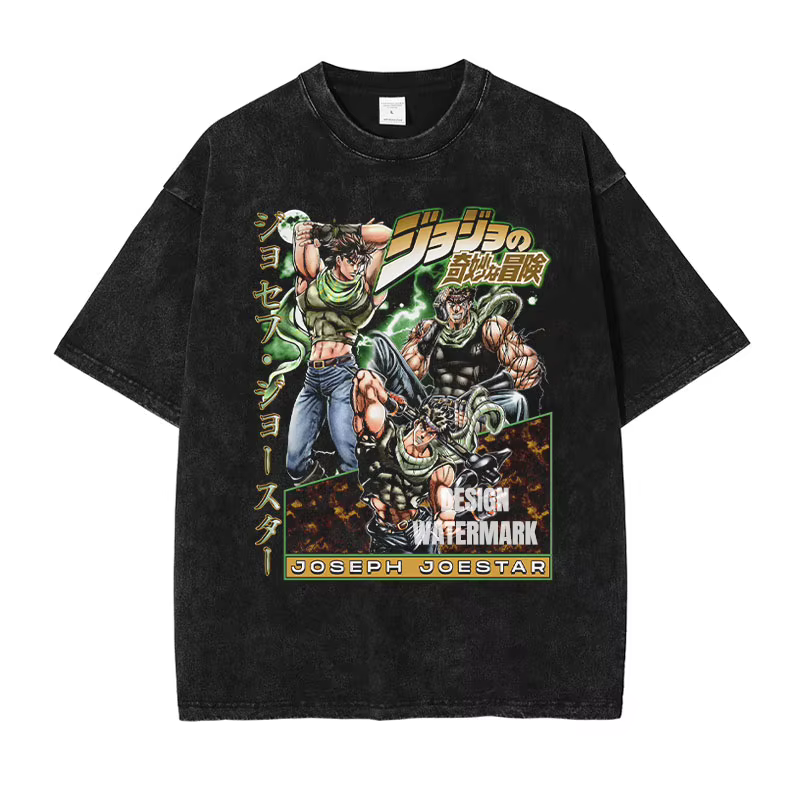 JOJO Steel Ball Run T-shirt Vintage lavé Zeppeli Gyro t-shirts surdimensionné Manga JOJO DIO Jotaro 
