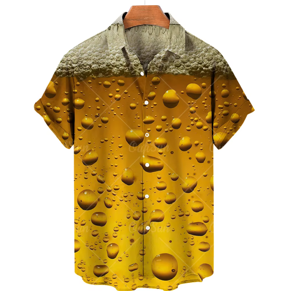 Chemise Hawaïenne Décontractée à la Mode pour Homme, Vêtement de Plage, Bière, Vacances, Été