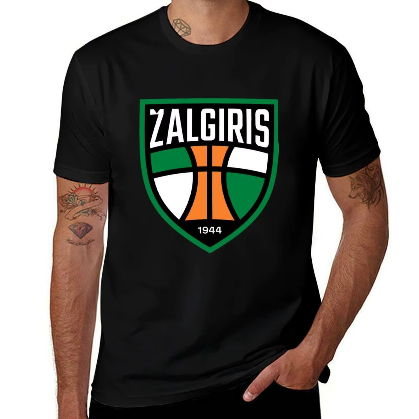 Nouveau T-shirt Homme ZALGIRIS 1944 avec Logo de Basketball, Imprimé Vintage d'Équipe Sportive, en C
