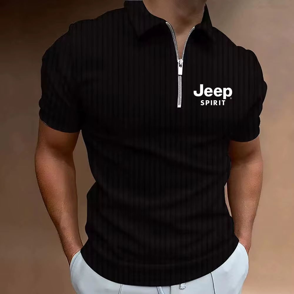 Polo à col zippé Jeep pour homme | Vêtements de golf et de tous les jours respirants à rayures