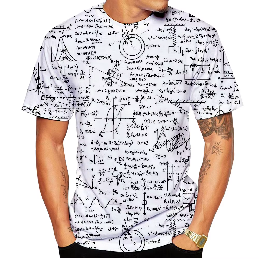 T-shirt mathématique drôle formule mathématique impression 3D hommes femme T-shirts à manches courte