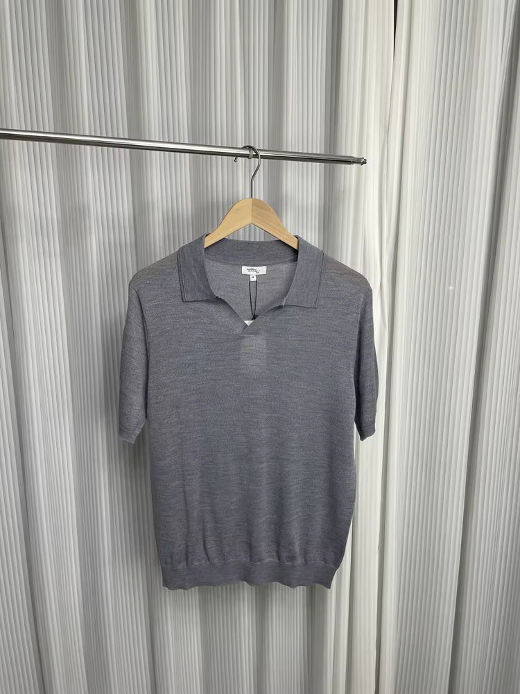Polo à manches courtes à col en V pour hommes, t-shirts en Y ultra fins, 100% laine mérinos, haute q