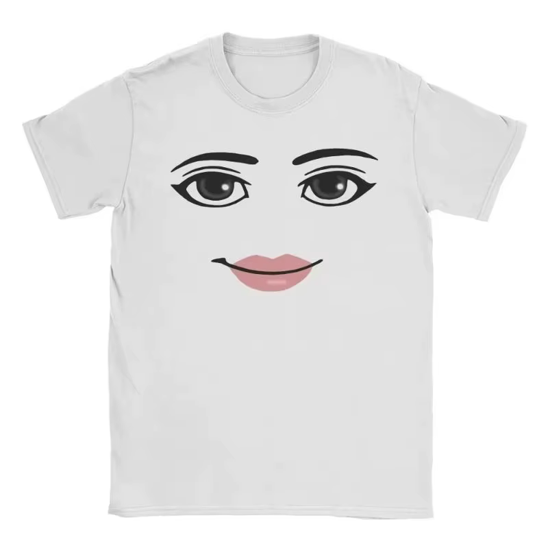 T-shirts graphiques à thème Robloxs Face Game Meme pour hommes et femmes, à manches courtes, unisexe