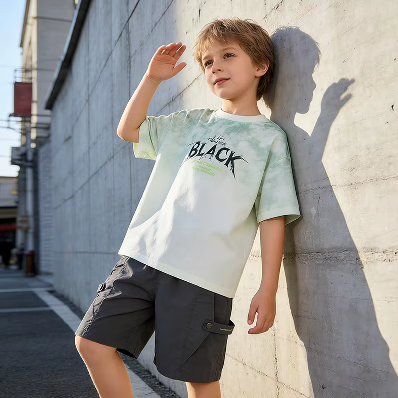 Ensemble 2 pièces d'été pour adolescents : T-shirt tie-dye à col rond et short cargo décontracté – T