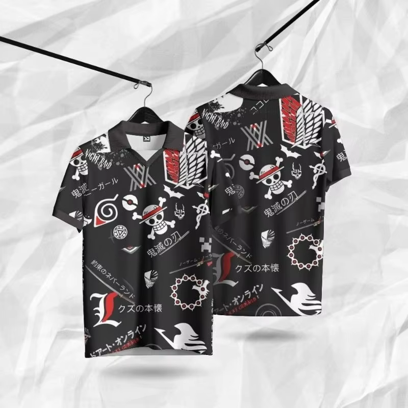 Polo One Piece Luffy Gear 5 Nika imprimé 3D intégral, motif nuage japonais, streetwear unisexe, styl