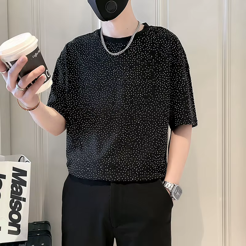Star repassage diamant T-shirt hommes à manches courtes été couleur unie 2025 nouveau Ins marque de 