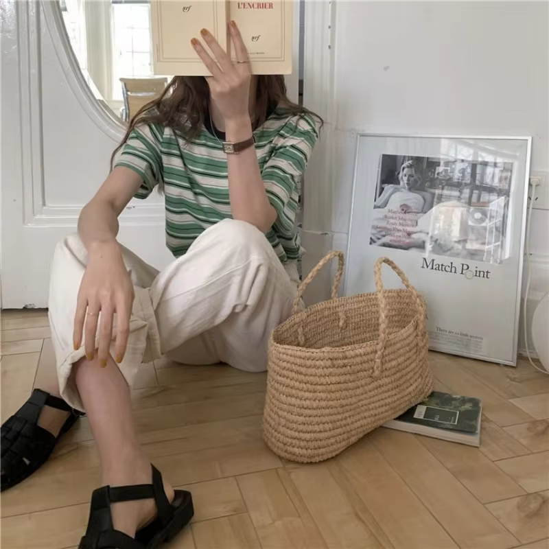 T-shirts à rayures Vintage pour femmes, manches courtes, décontracté, à la mode, classique Y2k, Hara