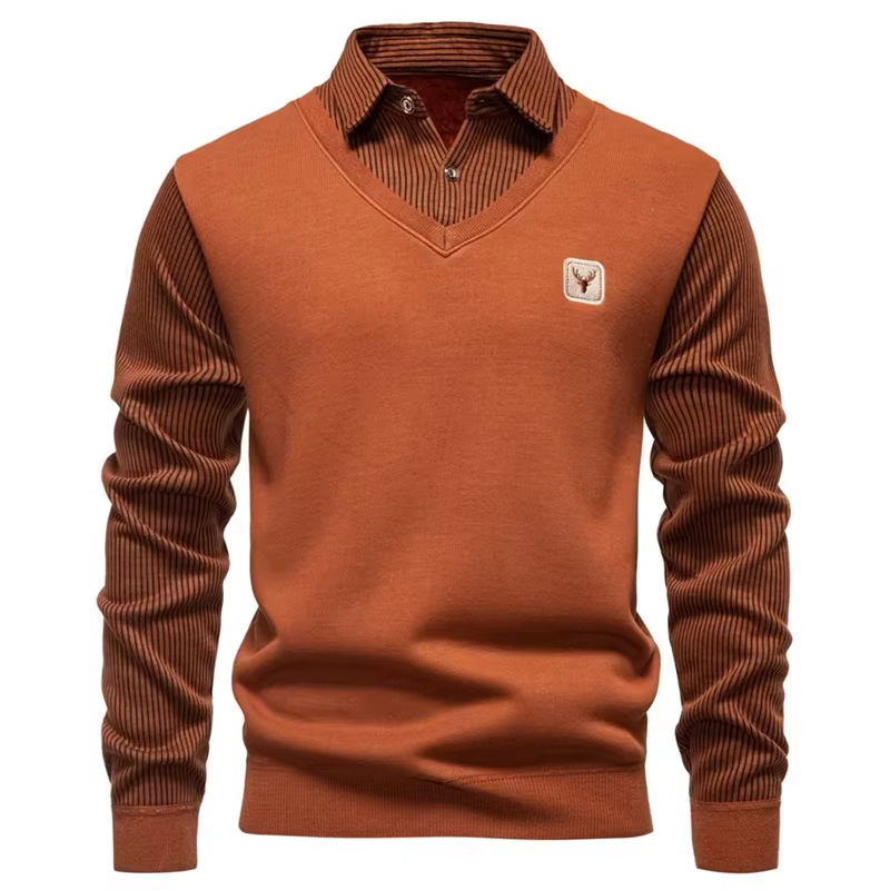 Pull à col polo pour homme, taille US, automne-hiver, rayé, décontracté, en maille jersey, nouvelle