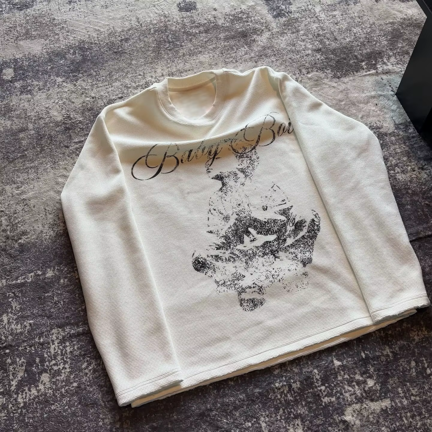 Nouvelle Arrivée 2026 – T-shirt Femme Y2K en Maille Gaufrée à Manches Longues, Imprimé Lettres Anges